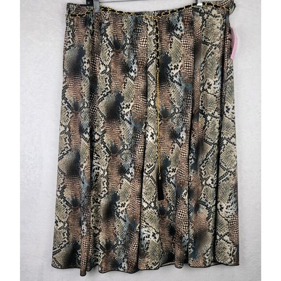Whimsigoth Midi 2X Skirt Belted Snake Print Pull On Dark Romantic Casual Office - Picture 1 of 7